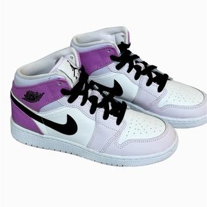 Nike Air Jordan 1 mid, white, pink and purple (youth’s size)